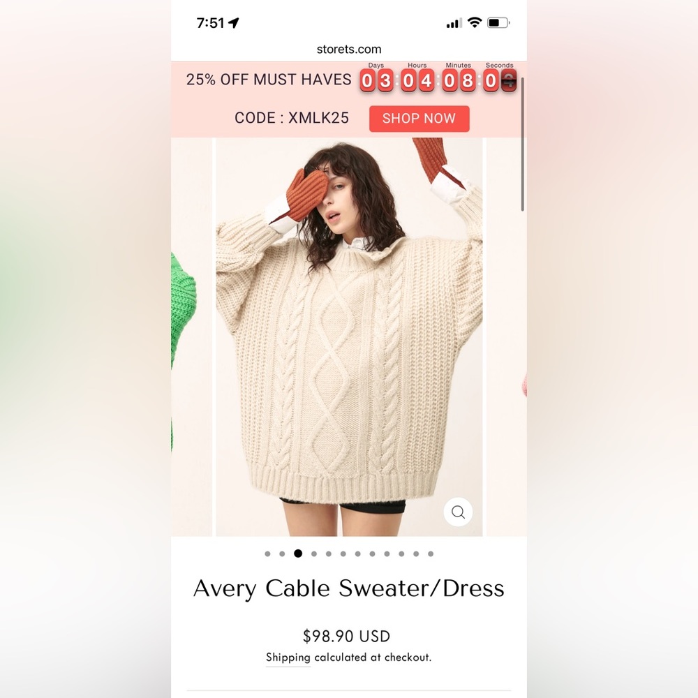 Never worn storets cable knit dress